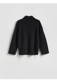 Reserved - Wełniany sweter z golfem - czarny. Typ kołnierza: golf. Kolor: czarny. Materiał: wełna #1