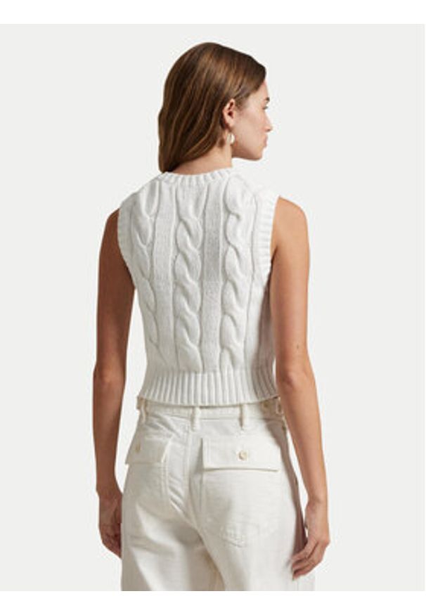 Polo Ralph Lauren Sweter 211959295001 Biały Slim Fit. Typ kołnierza: polo. Kolor: biały. Materiał: bawełna