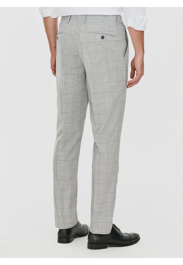 Pako Lorente - PAKO LORENTE – Szare garniturowe spodnie męskie w kratę. Okazja: na spotkanie biznesowe. Kolor: szary. Materiał: poliester, elastan, wiskoza. Styl: biznesowy, elegancki