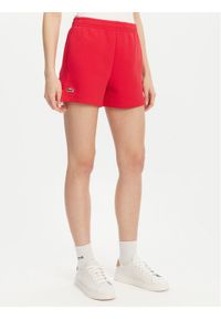 Lacoste Szorty sportowe GF9606 Czerwony Regular Fit. Kolor: czerwony. Materiał: syntetyk, bawełna