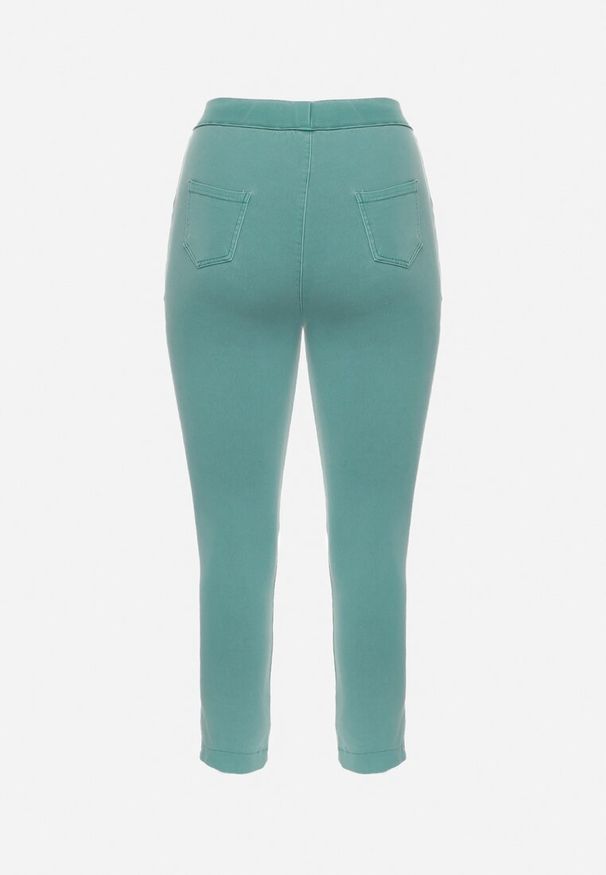 Born2be - Jasnozielone Spodnie Skinny ze Sznurkiem w Pasie i Kieszeniami Irfana. Okazja: na co dzień. Kolor: zielony. Styl: casual, elegancki