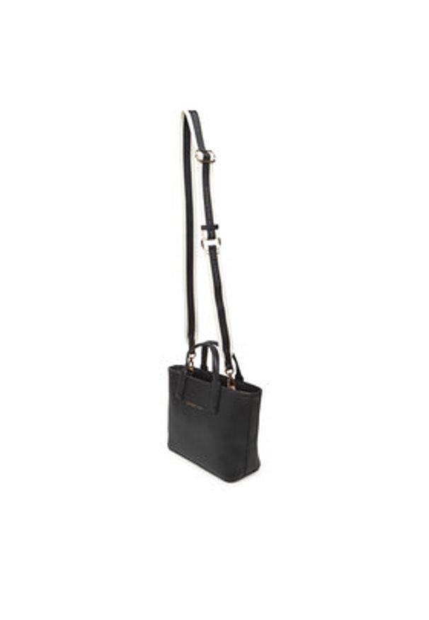 TOMMY HILFIGER - Tommy Hilfiger Torebka Th Logotape Mini Tote AW0AW17448 Czarny. Kolor: czarny. Materiał: skórzane