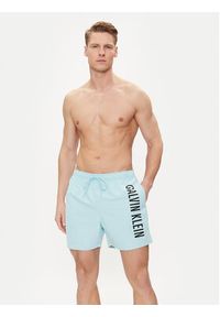 Calvin Klein Swimwear Szorty kąpielowe KM0KM01004 Niebieski Regular Fit. Kolor: niebieski. Materiał: syntetyk
