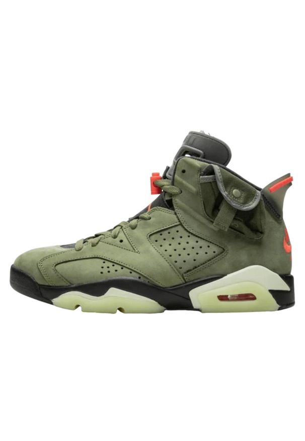 Buty do chodzenia męskie Nike Air Jordan 6 Retro Sp Travis Scott. Zapięcie: sznurówki. Kolor: zielony. Materiał: guma, skóra, syntetyk, materiał. Szerokość cholewki: normalna. Sport: turystyka piesza
