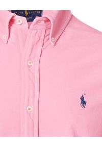 Ralph Lauren - RALPH LAUREN - Różowa koszula Mesh Custom Fit. Typ kołnierza: polo. Kolor: różowy, wielokolorowy, fioletowy. Materiał: mesh. Długość rękawa: długi rękaw. Długość: długie. Wzór: haft. Styl: klasyczny #2