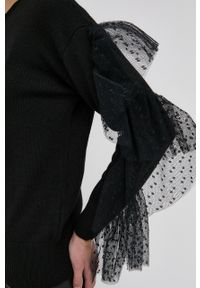 Red Valentino Sweter z domieszką wełny damski kolor czarny. Kolor: czarny. Materiał: wełna #2