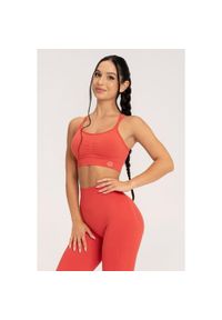GYM GLAMOUR - Stanik fitness cardio damski Gym Glamour push up 2.0. Kolor: żółty. Rodzaj stanika: push-up. Sport: fitness
