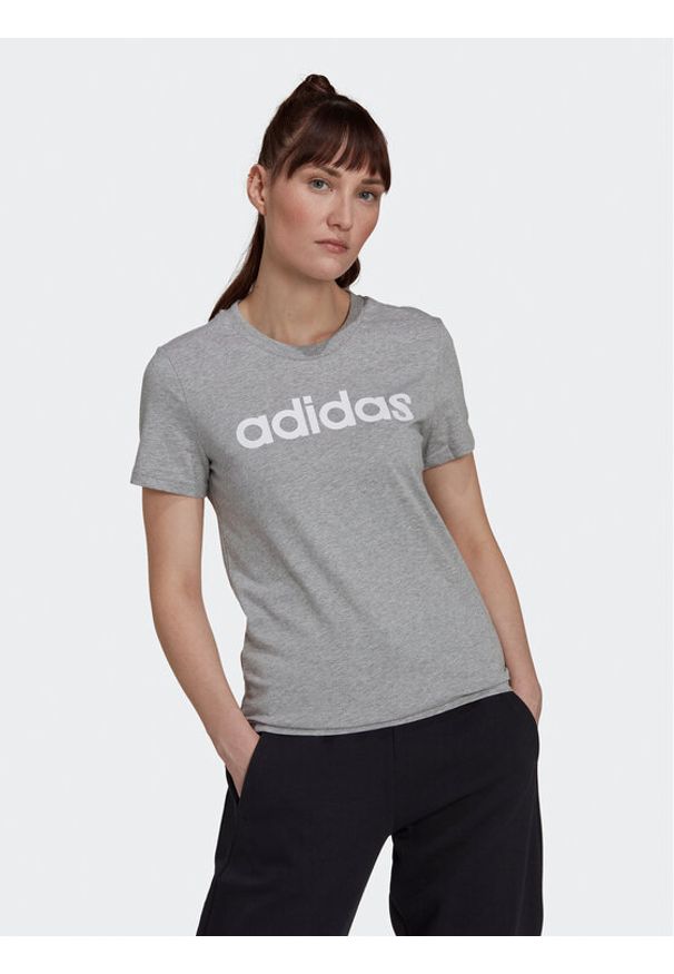 Adidas - adidas T-Shirt Essentials Logo HL2053 Szary Slim Fit. Kolor: szary. Materiał: bawełna