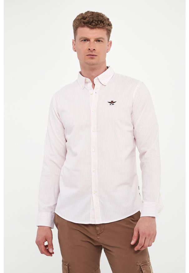 Aeronautica Militare - Koszula męska w paski AERONAUTICA MILITARE. Wzór: paski