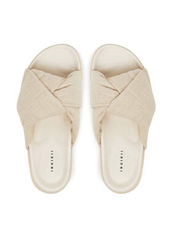 Inuikii Klapki Oversized Linken Knot-147 1028 Écru. Kolor: kremowy. Materiał: materiał