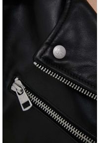 Calvin Klein Jeans ramoneska skórzana damska kolor czarny przejściowa oversize. Kolor: czarny. Materiał: skóra #2