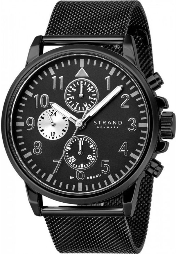 Zegarek Strand Zegarek męski Strand S714GMBBMB czarny. Kolor: czarny