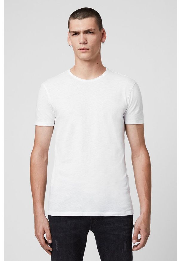 AllSaints - T-shirt Figure Crew. Okazja: na co dzień. Kolor: biały. Materiał: dzianina. Wzór: gładki. Styl: casual