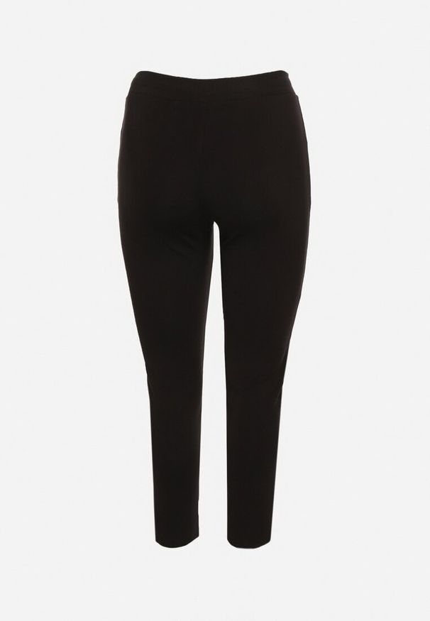 Born2be - Czarne Spodnie Dresowe z Ozdobą z Boku Rialane. Okazja: na co dzień. Kolekcja: plus size. Kolor: czarny. Materiał: dresówka. Wzór: aplikacja. Styl: casual, elegancki