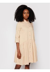Imperial Sukienka koszulowa AA7PBBE Beżowy Reguular Fit. Kolor: beżowy. Materiał: bawełna. Typ sukienki: koszulowe #1