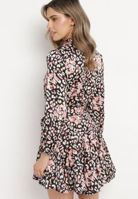 Born2be - Czarna Koszulowa Sukienka Mini z Wiązanym Paskiem Sonnad. Kolor: czarny. Materiał: materiał. Typ sukienki: koszulowe. Długość: mini #5