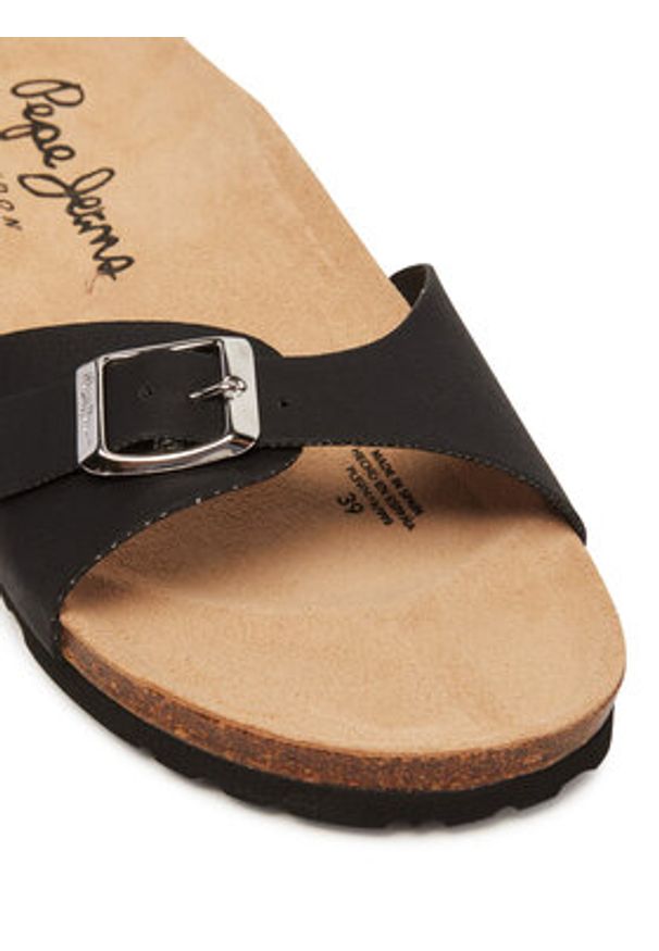 Pepe Jeans Klapki PLS90616 Czarny. Kolor: czarny. Materiał: skóra