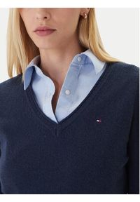 TOMMY HILFIGER - Tommy Hilfiger Sweter WW0WW43505 Granatowy Regular Fit. Kolor: niebieski. Materiał: wełna #4