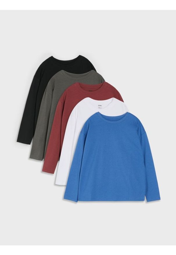 Sinsay - Bawełniana koszulka 5 pack - kremowy. Kolor: kremowy. Materiał: bawełna