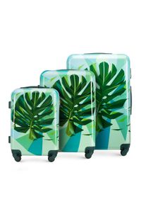 Wittchen - Zestaw walizek z ABS-u z nadrukiem. Kolor: niebieski, wielokolorowy, zielony. Materiał: guma. Wzór: nadruk. Styl: wakacyjny #1