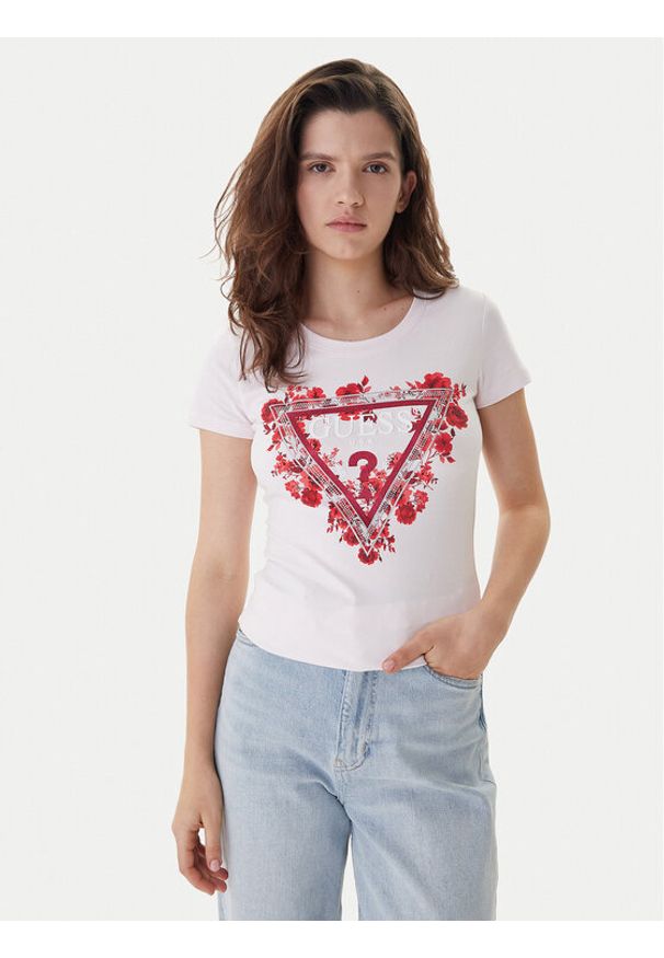 Guess T-Shirt W6RI23 J1314 Różowy Regular Fit. Kolor: różowy. Materiał: bawełna