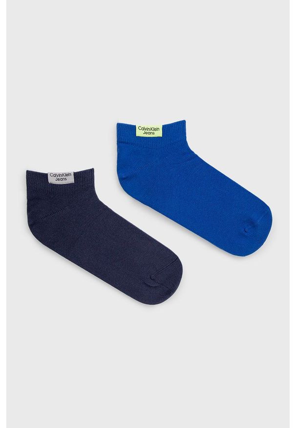 Calvin Klein Jeans Skarpetki (2-pack) męskie kolor niebieski. Kolor: niebieski. Materiał: bawełna