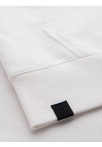 Ombre Clothing - Męska bawełniana bluza z kapturem z kontrastującymi elementami - biała V1 OM-SSNZ-0225 - XXL. Okazja: na co dzień. Typ kołnierza: kaptur. Kolor: biały. Materiał: bawełna. Wzór: napisy. Styl: sportowy, casual #6
