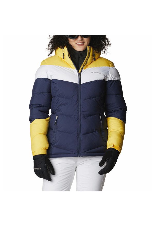 columbia - Kurtka Zimowa Damska Columbia Abbott Peak Insulated. Kolor: biały, niebieski, wielokolorowy, żółty. Materiał: puch. Sezon: zima. Sport: turystyka piesza