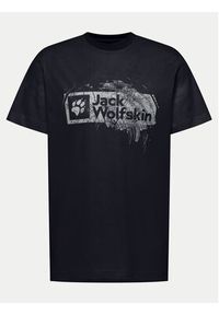 Jack Wolfskin T-Shirt Brand T A64116 Granatowy Regular Fit. Kolor: niebieski. Materiał: bawełna #5