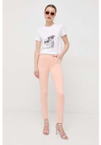 Guess jeansy damskie medium waist. Kolor: różowy. Materiał: jeans #4