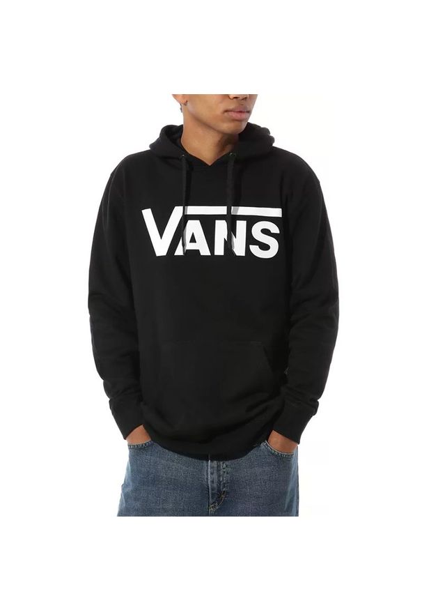 Bluza Vans Classic Pullover VN0A456BY281 - czarna. Kolor: czarny. Materiał: bawełna. Wzór: aplikacja. Styl: klasyczny, sportowy