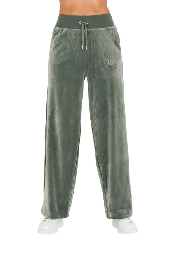 Juicy Couture - JUICY COUTURE Zielone spodnie Bexley Velour Track Pants. Kolor: zielony