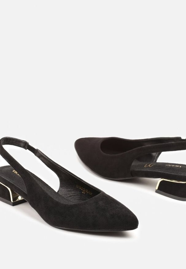 Born2be - Czarne Sandały Vices na Stożkowym Obcasie ze Skórzaną Wkładką i Odkrytą Piętą Selandra. Kolor: czarny. Materiał: skóra. Sezon: lato. Obcas: na obcasie. Wysokość obcasa: średni