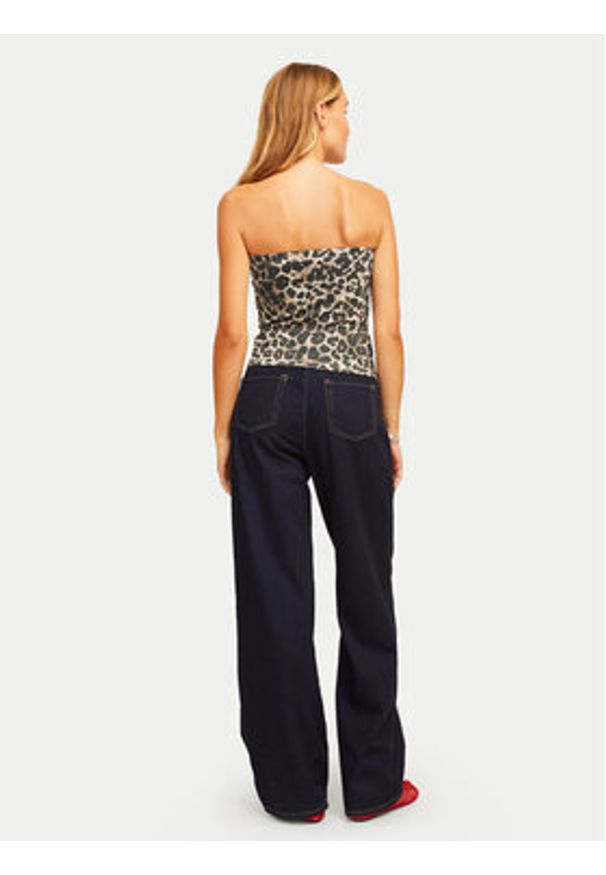 JJXX Top Fiona 12280486 Brązowy Slim Fit. Kolor: brązowy. Materiał: bawełna