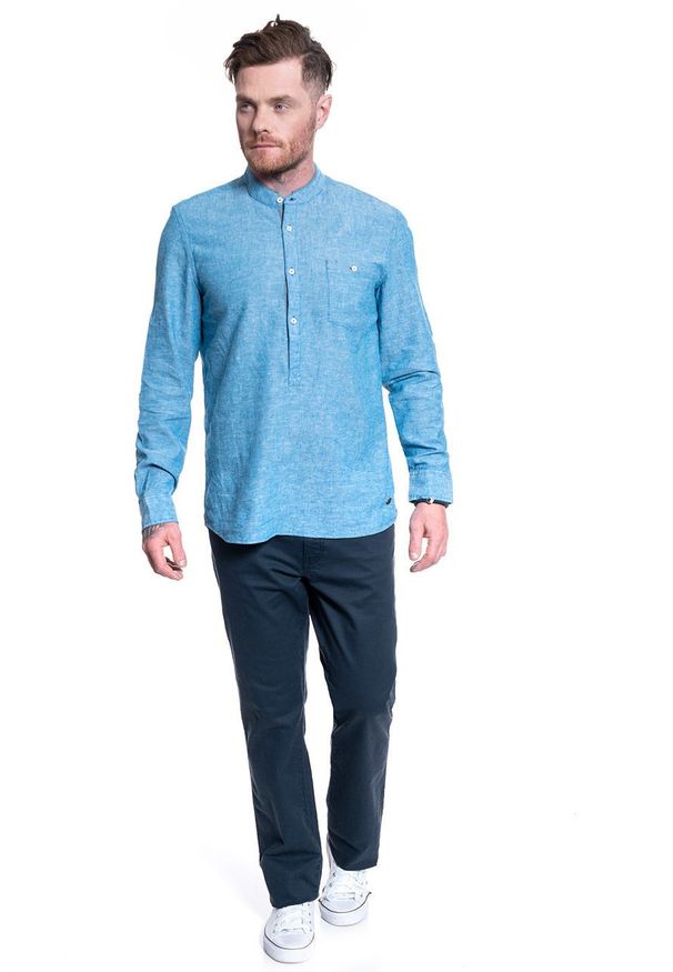 Mustang - MĘSKA KOSZULA MATERIAŁOWA MUSTANG CASPER LINEN SHIRT 1009583 5320. Materiał: materiał