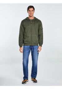 Big-Star - Bluza męska rozpinana z kapturem khaki Jagmur 303. Okazja: na co dzień. Typ kołnierza: kaptur. Kolor: zielony. Materiał: dzianina. Wzór: ze splotem. Styl: klasyczny, sportowy, casual, elegancki #7