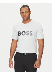 BOSS T-Shirt Tape Logo 50530990 Szary Regular Fit. Kolor: szary. Materiał: bawełna