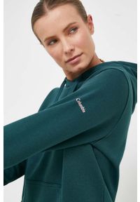 columbia - Columbia bluza damska kolor zielony z kapturem z nadrukiem. Typ kołnierza: kaptur. Kolor: zielony. Długość rękawa: długi rękaw. Długość: długie. Wzór: nadruk #3