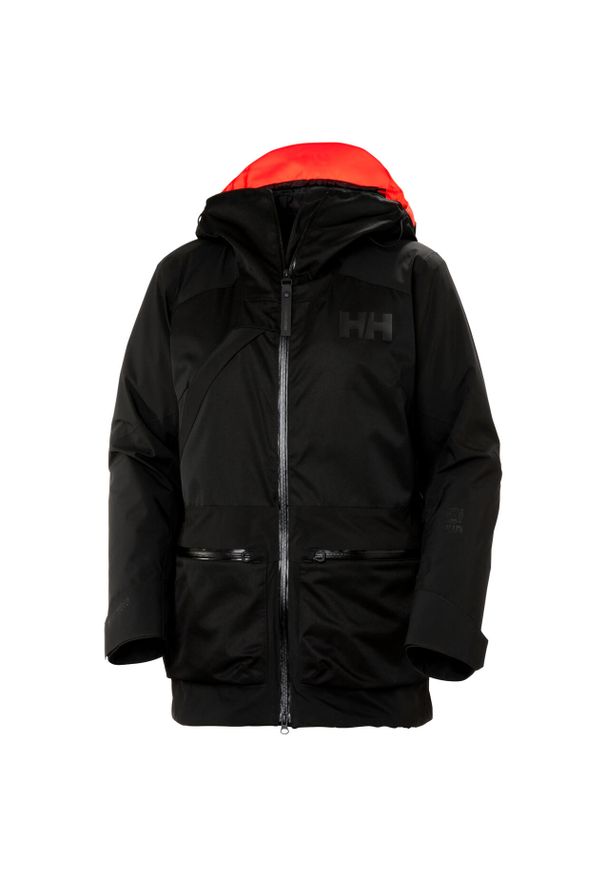 Damska kurtka narciarska z kapturem Helly Hansen Whitewall Lifaloft 3.0T. Typ kołnierza: kaptur. Kolor: czarny. Materiał: puch. Sezon: zima. Sport: narciarstwo