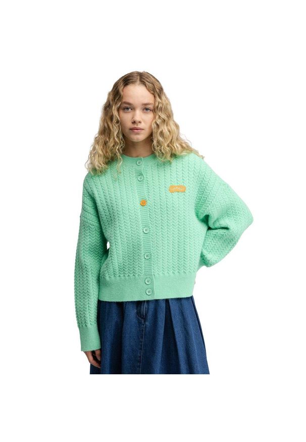 SIROKO - Damski kardigan z dzianiny Siroko Apollo-W Green. Kolor: zielony. Materiał: dzianina. Sezon: zima