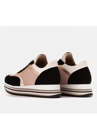 Marco Shoes Lekkie sneakersy na grubej podeszwie z naturalnej skóry czarne różowe. Kolor: różowy, czarny, wielokolorowy. Materiał: skóra #7