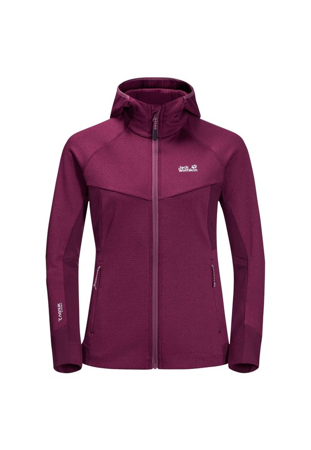 Bluza polarowa damska Jack Wolfskin Hydro Grid Fleece. Kolor: różowy, czerwony, wielokolorowy. Materiał: polar. Styl: sportowy. Sport: turystyka piesza
