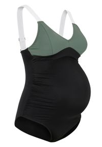 Kostium kąpielowy ciążowy, przyjazny dla środowiska bonprix czarno-oliwkowo-biały. Kolekcja: moda ciążowa. Kolor: czarny. Materiał: materiał #1