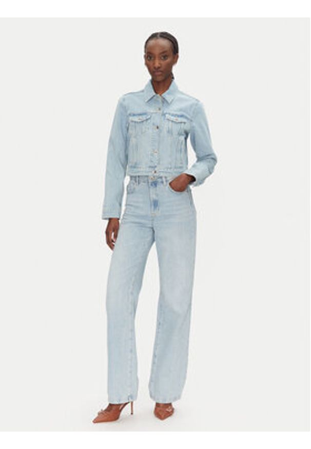 Patrizia Pepe Kurtka jeansowa 8O0170/D1WZB-CA49 Niebieski Regular Fit. Kolor: niebieski. Materiał: bawełna