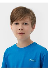 4f - T-shirt z nadrukiem świecącym w ciemności chłopięcy. Kolor: niebieski. Materiał: bawełna. Wzór: nadruk #2