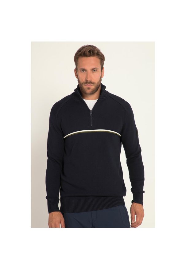 JAY-PI - Męski Półgolf z dzianiny odzież narciarska stójka z zamkiem błyskawicznym. Typ kołnierza: kołnierzyk stójkowy. Kolekcja: plus size. Kolor: niebieski. Materiał: bawełna, materiał. Sezon: zima. Sport: narciarstwo