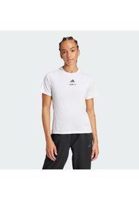 Adidas - Koszulka Les Mills Graphic. Kolor: biały. Technologia: ClimaCool (Adidas). Sport: fitness