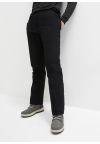 bonprix - Termiczne spodnie z podszewką z polaru i wygodnym paskiem, hydrofobowe. Kolor: czarny. Materiał: polar #1