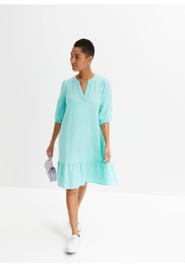 bonprix - Sukienka muślinowa. Kolor: zielony