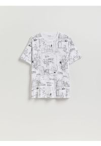Reserved - T-shirt comfort z nadrukiem - biały. Kolor: biały. Materiał: bawełna, dzianina. Wzór: nadruk